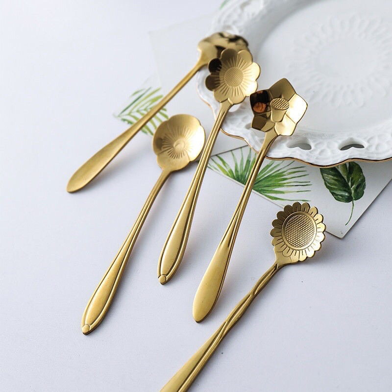 Luckystore Sendok Teh Kopi Set Tea Spoon Mewah Berkelas / Sendok Bunga