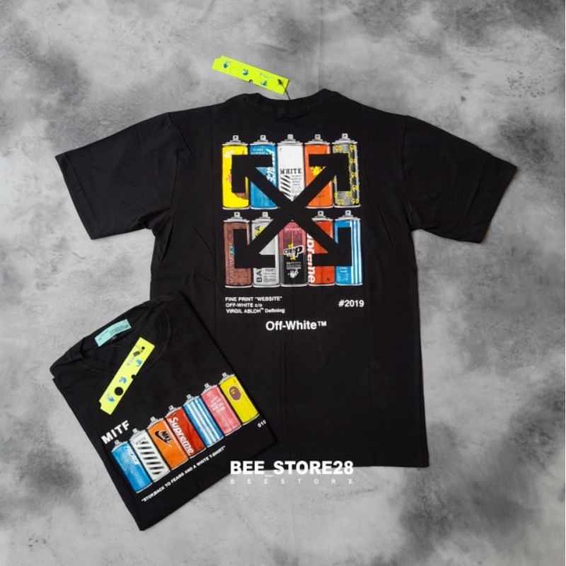 KAOS T-SHIRT OFF WHITE ARROW SPRAY BOTTLE PREMIUM