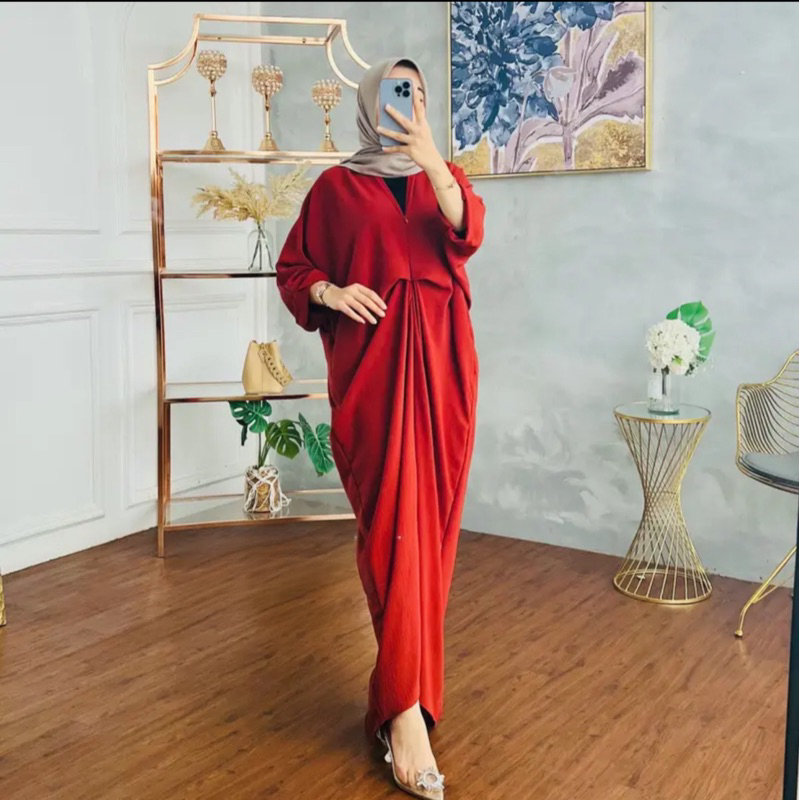 Aira Kaftan Crinkle Airflow Amora Kaftan Dress Gamis Terbaru 2023 Jumbo / Gamis Lebaran Wanita