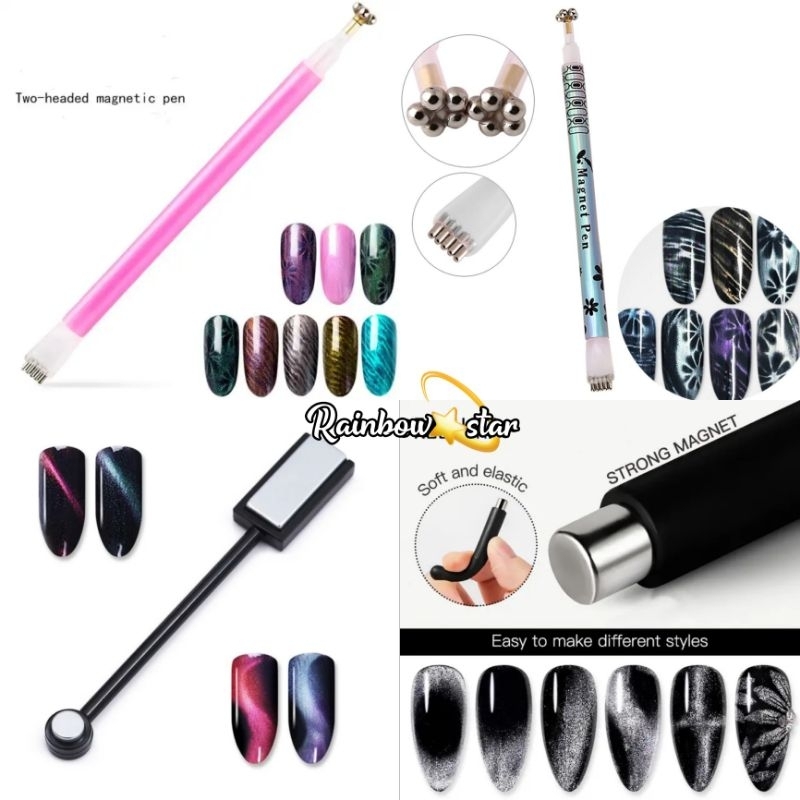 Stik Magnet Efek Cat Eye Gel Polish / Cat Eyes Magnet 2 in 1 / Tongkat Cat Eye Blossom Dot Flower