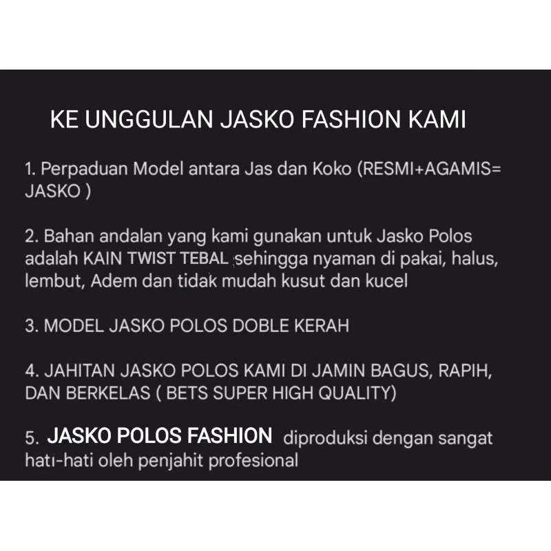 JASKO POLOS PREMIUM PRIA DEWASA,JASKO MANDARIN TRENDING