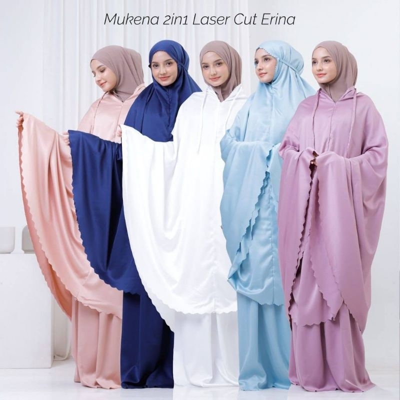 Mukena Silky Daily 2in1 Premium Laser Cut Erina | Mukena Lebaran