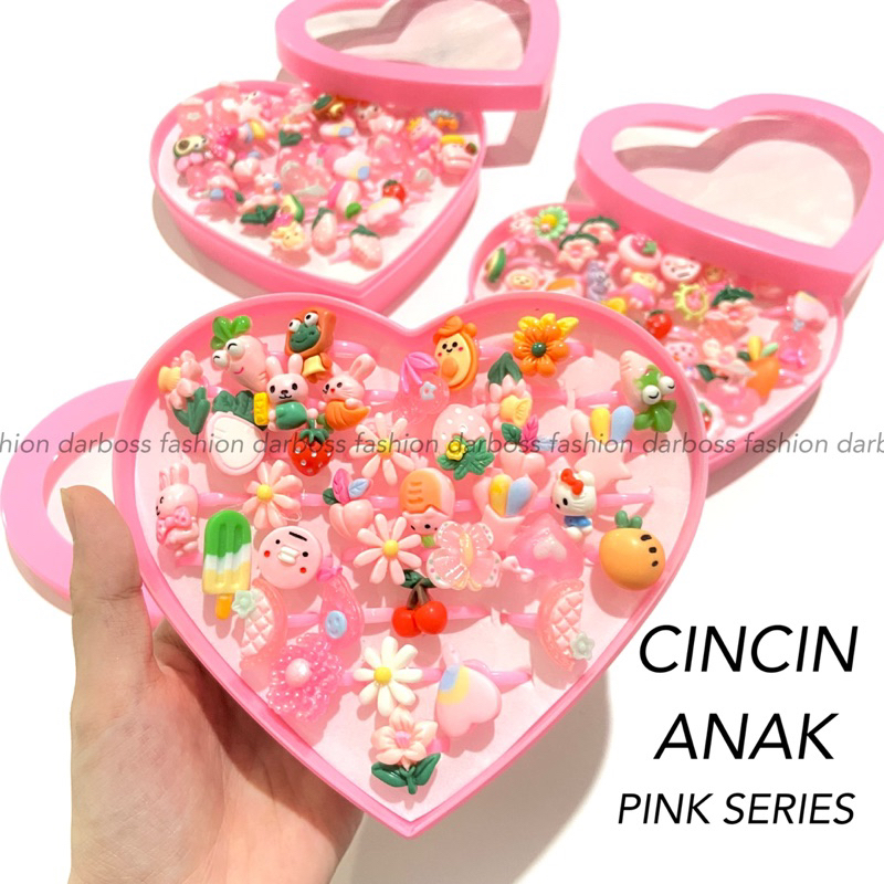 Set Cincin Anak / Box Cincin / Hampers Ulang Tahun / Souvenir Anak / Koleksi Cincin Anak / Cincin Pink