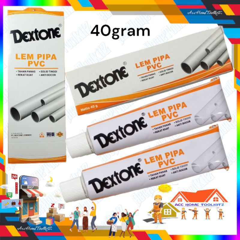 LEM PIPA PVC DEXTONE ODOL TUBE 40GR 40 GRAM LEM PARALON PELEKAR FITTING LEM PELEKAT KEPALA KRAN AIR 
