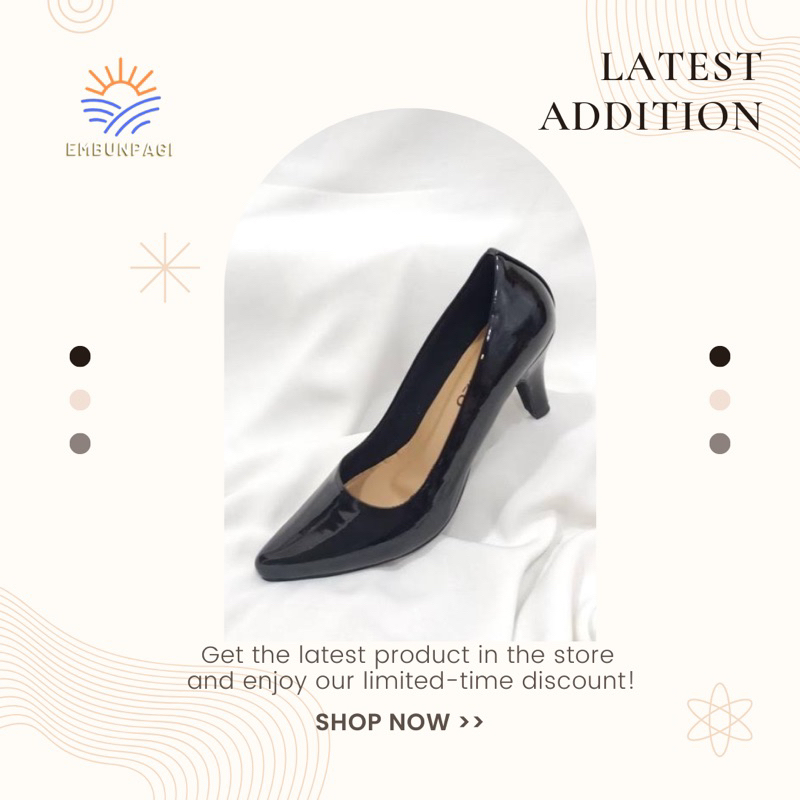 Sepatu Kerja Pantofel Heels Wanita Hitam Elegant Pollenzo