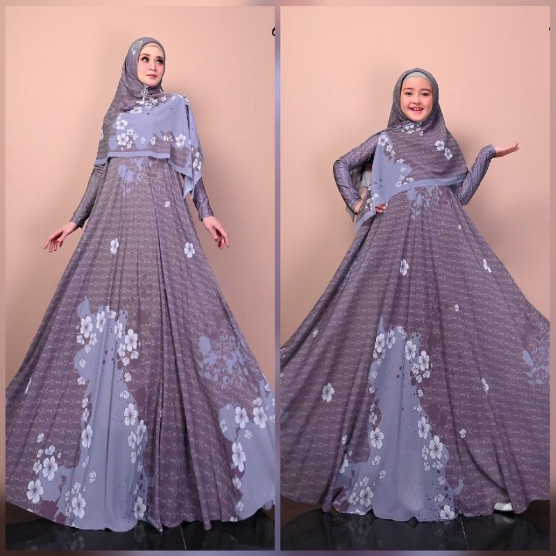 (pN) OMEIRO YASMINE COUPLE  Baju Gamis Syari Couple/Sarimbit/Serimbit Ibu dan Anak Yasmine series By