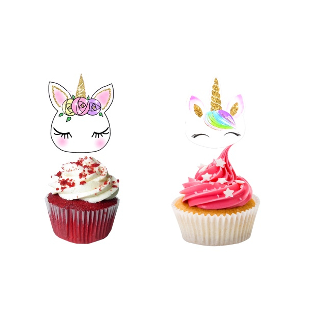 cupcake topper cake unicorn / hiasan kue happy birthday
