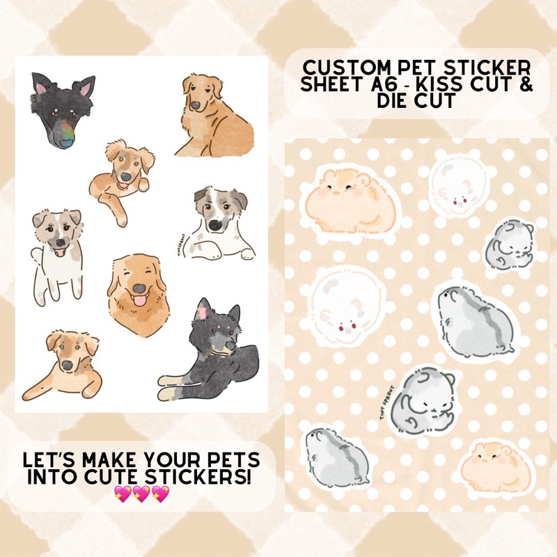 

Custom Sticker A6 | Stiker Custom Peliharaan - Dog, Cat, Hamster, etc | Sticker Vinyl Matte, Vinyl Glossy, Transparent High Quality | Custom Sticker Apapun | Pet Sticker | Cetak Custom Sticker A6 Kiss Cut - Die Cut | Custom Stiker | Hand-drawn