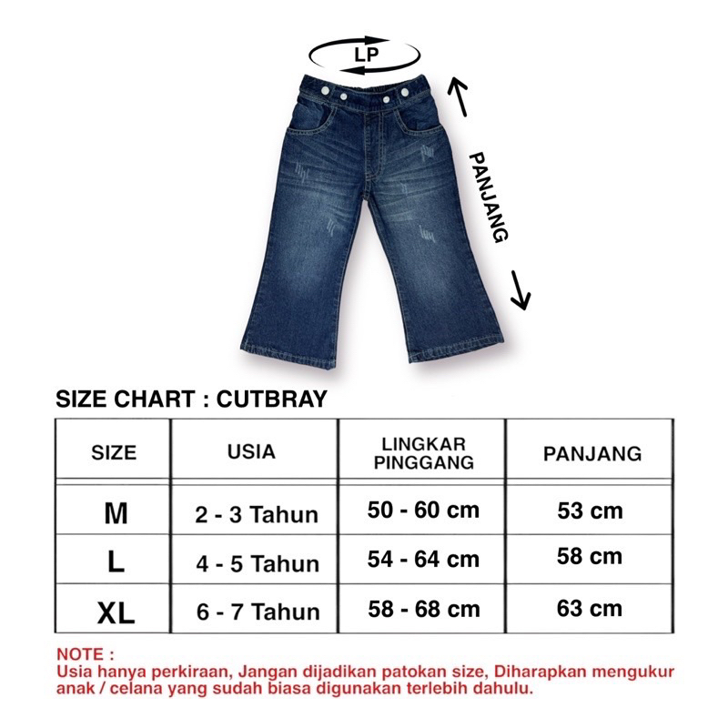 Celana Cutbray anak jeans - Anak perempuan 2-7tahun