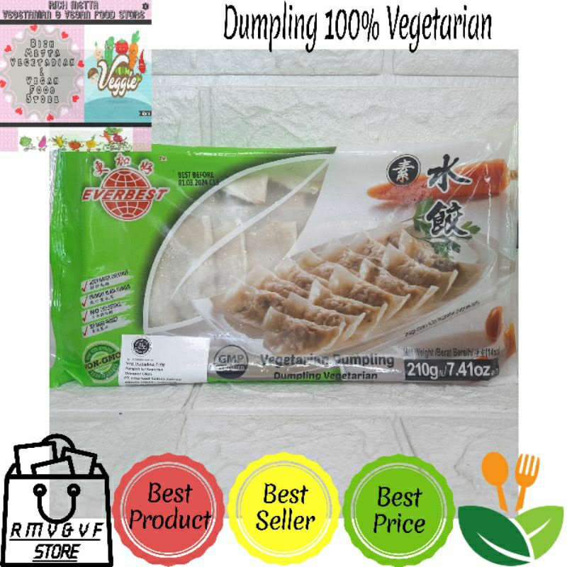 

Everbest Dumpling / Shui Jiao / Sui Kiao / Pangsit Dim Sum 14pcs 210gr Vegetarian