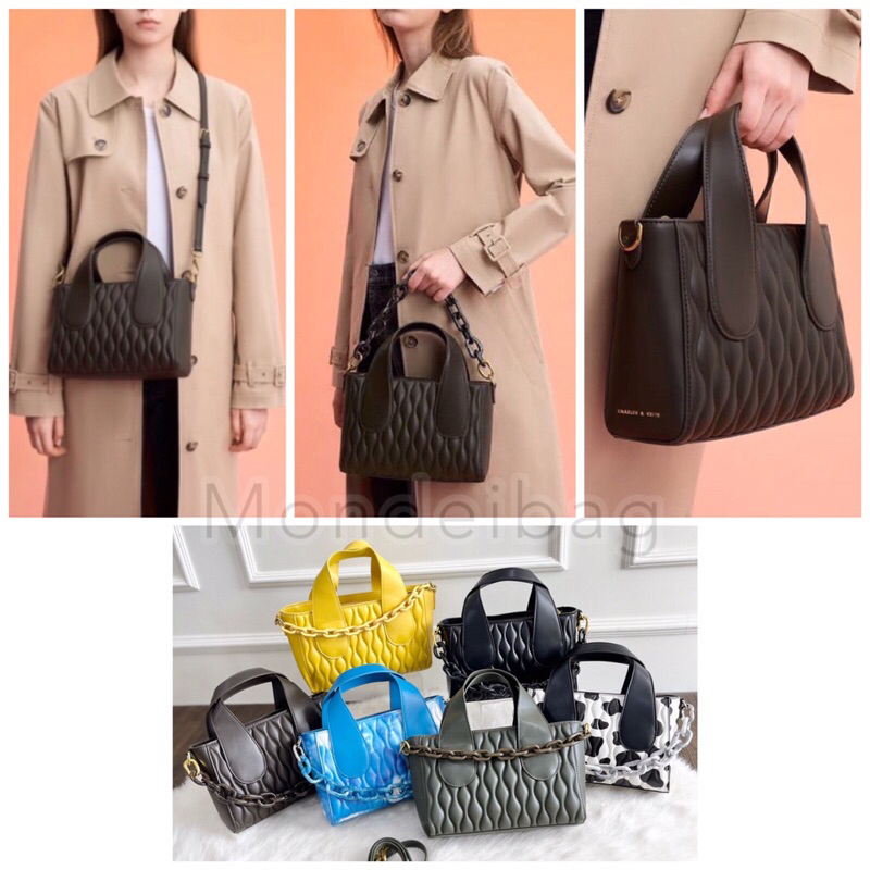 ORIGINAL ! Charles&k3ith mini iva textured double handle totebag  / tas wanita ck cnk c&k quilted to