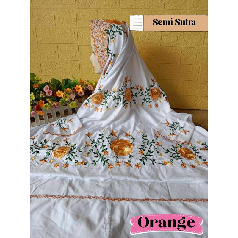 Mukena Dewasa Terusan Semi Sutra Bordir Mawar