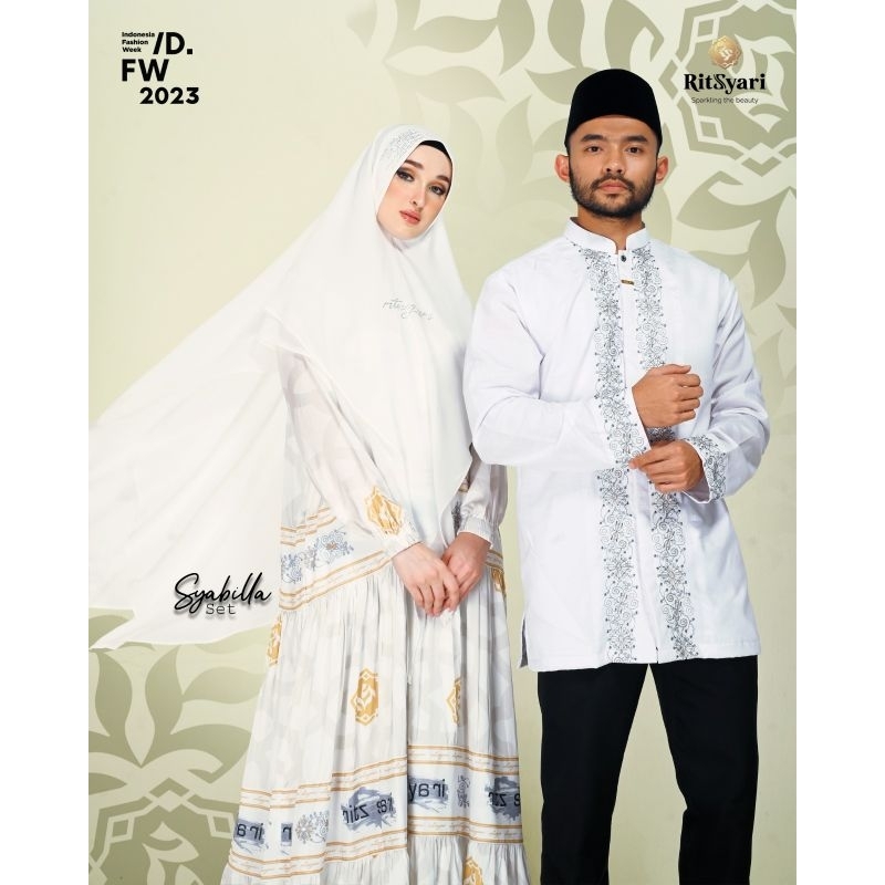 RITZ SYAR'I] GAMIS SYARI TERBARU / DRESS SET COUPLE RAYA " SYABILLA " By Ritz Syari