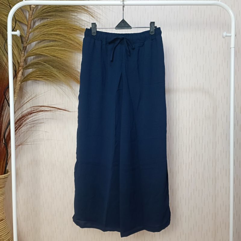 Celana Kulot Crinkle Premium - Navy / Kulot Bahan Crinkle Lebih Adem