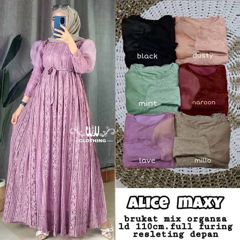 Alice Maxy | Gamis Brukat Malika Mix Organza