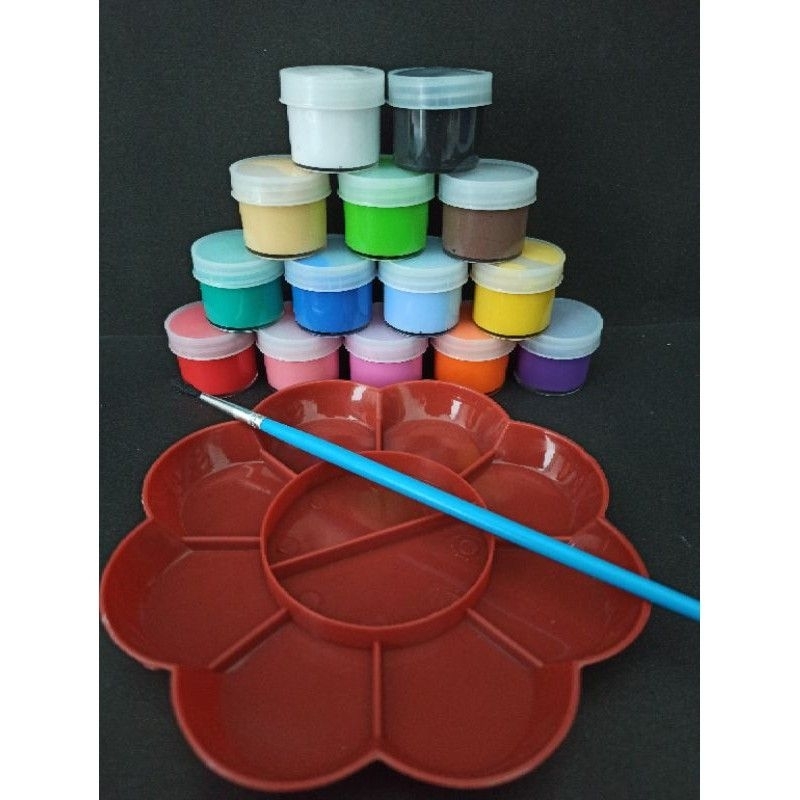 

1 set cat lukis stereofom 12 warna+kuas+palet/cat lukis/cat murai