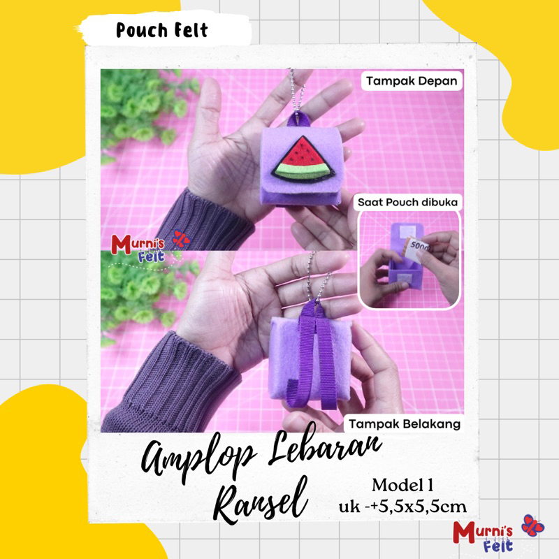 Amplop Lebaran Flanel bentuk Ransel | Angpau Lebaran | Pouch | Dompet Receh | Gantungan Kunci Flanel