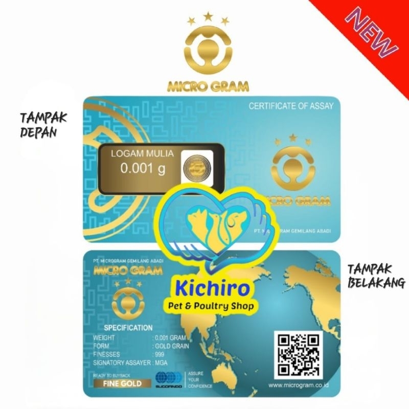 Micro Gram Logam Mulia 24 Karat Berat 0,001 gram PT. Microgram Gemilang Abadi Mini gold / Emas