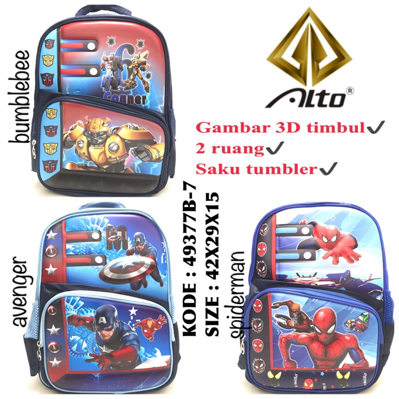 Tas Sekolah Anak Laki Laki Alto 3D Tas Backpack Keren