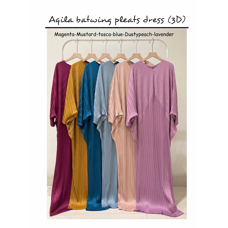 Aqila batwing pleats dress / dress batwing plisket / kaftan plisket