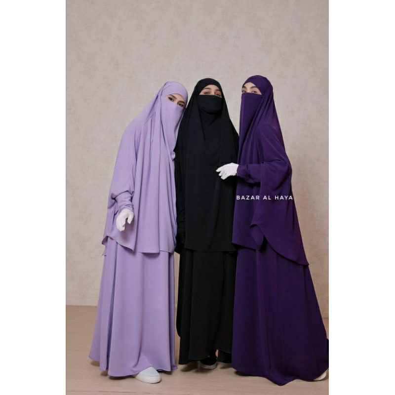 hijab lengan french khimar one piece abaya terbaru aisyah bisa request warna  -SM289