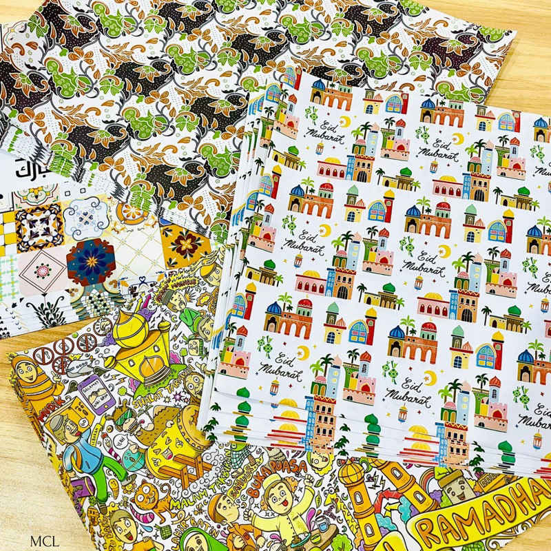 

Wrapping Paper / Pembungkus Roti Motif Eid New / Idul fitri isi 5
