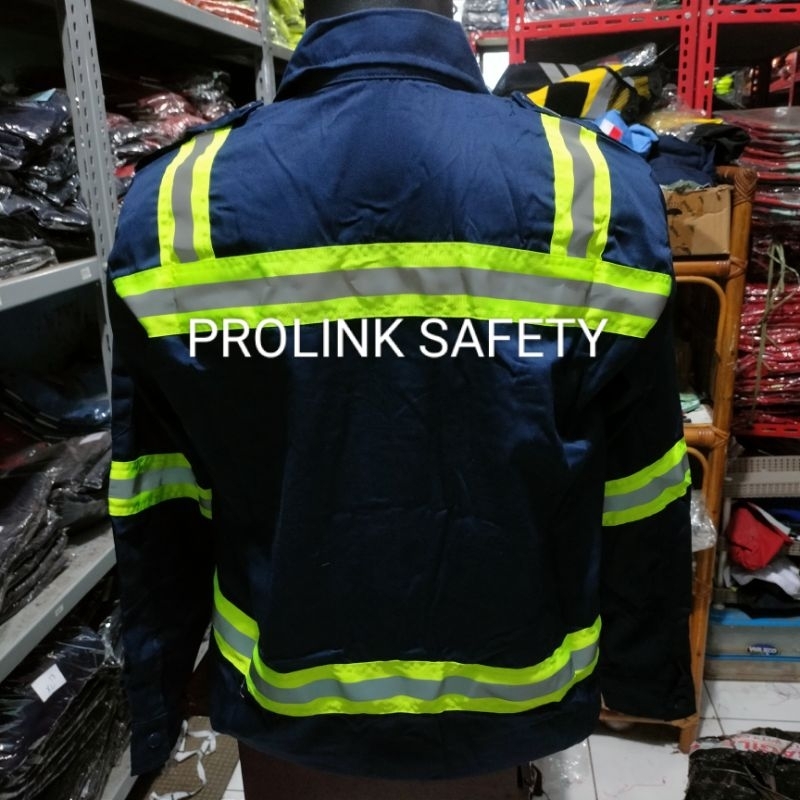 SERAGAM SAFETY NAVY DONGKER RESLETING SCOTLIGT BESAR HIJAU 5CM