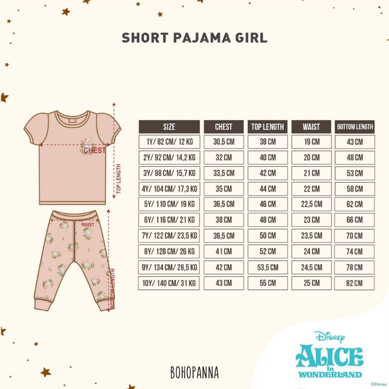 Bohopanna Short Pajama Girl - Piyama Boho Baby x Disney Alice