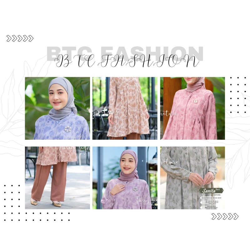 Tulus Signature Sanita Set / Stelan Fashion Muslim LD 110 / Atasan Wanita Long Tunik / Stelan Lengan