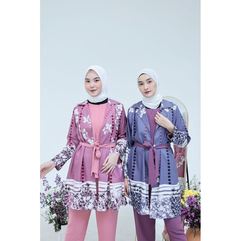 ZURA NIDIA ONE SET Wanita Kemeja Celana Blouse Atasan Setelan Baju Tunik Cewek Pakaian Stelan Rayon 
