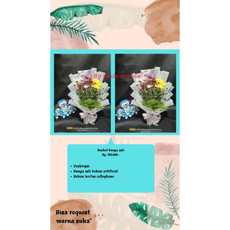 BUCKET BUNGA ASLI BOUQUET FLOWERBUKET BUNGA MAWAR ASLI KADO LAMARAN