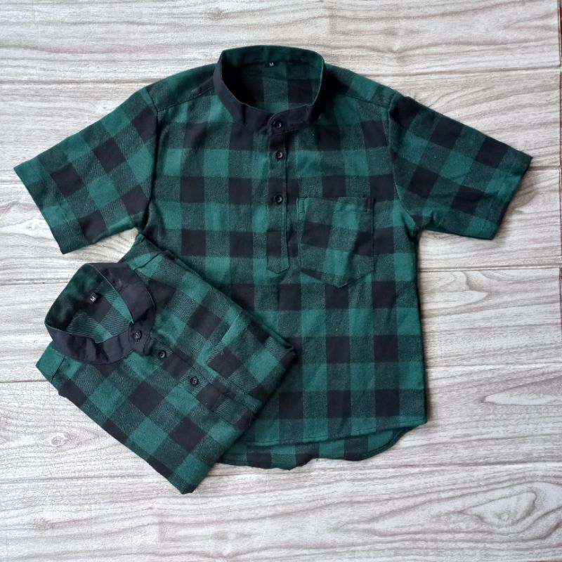 koko kurta flanel anak kemeja kurta flanel anak koko atasan kurta flanel anak 3-13tahun