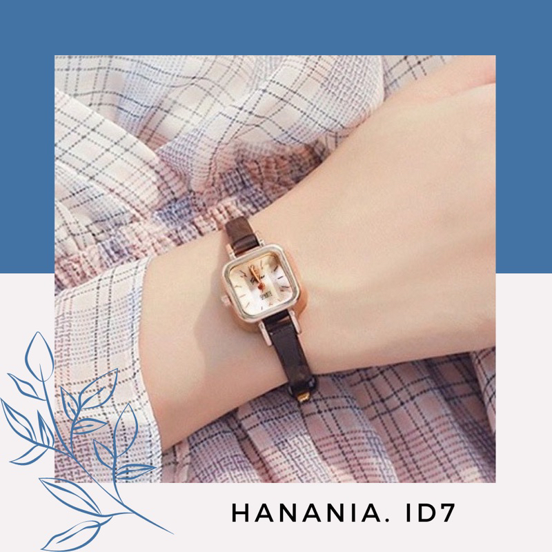 Jam Tangan Quartz Strap PU Analog Casual Gaya Retro Wanita Persegi Watch Korean Fashion PERSEGI KECIL