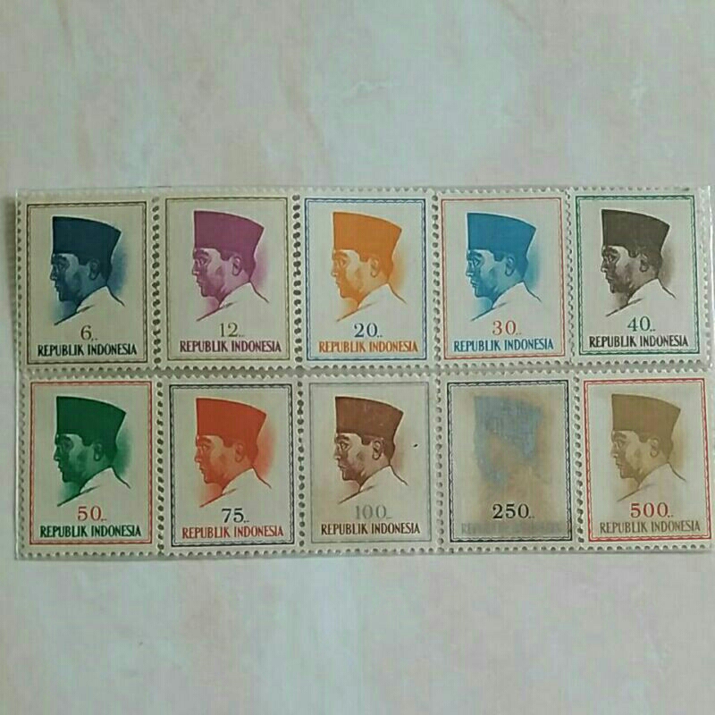 

(AB) Perangko Indonesia 1964 Presiden Soekarno Set Lengkap 10pcs Mint