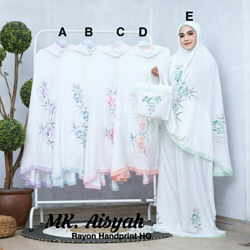 mukena terusan motif lukis / mukena bali dewasa standar rayon adem tidak nerwang terompah dewasa
