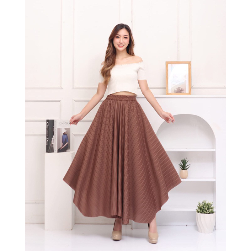 Felisha Skrit Pleats Asimetris Rok Plisket Asimetris