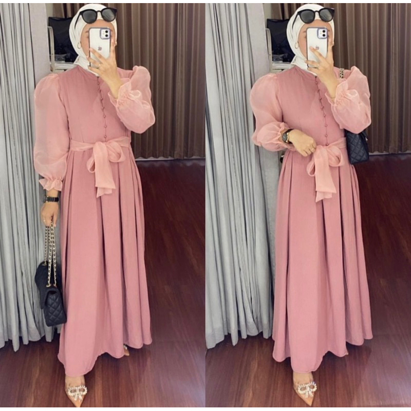 maxy dress organza primadona premium dress lesti gamis busui