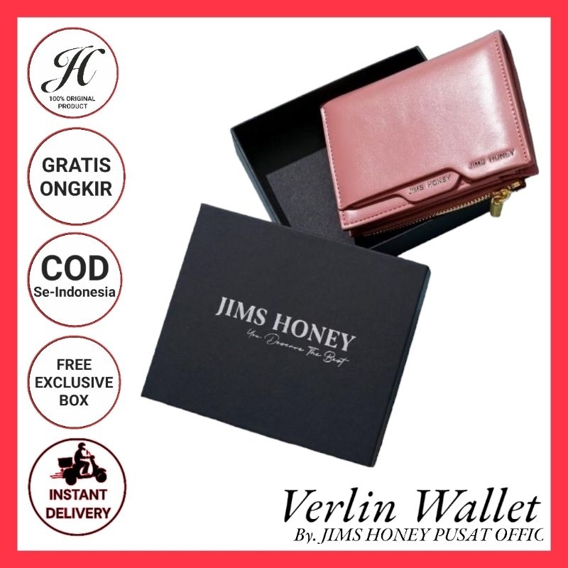 Dompet Lipat Mini Jimshoney Verlin Wallet - Dompet Wanita Kecil Bahan Kulit - Dompet Unisex Free Box