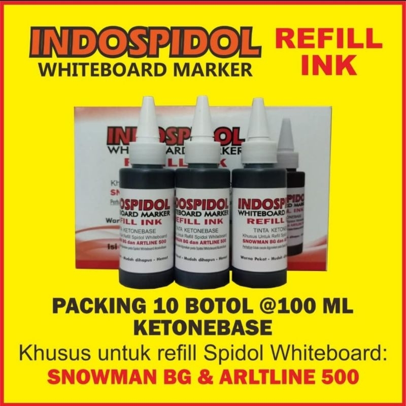 

Tinta Spidol (Ketonebase) Khusus Refill Snowman BG 12 & Artline 500 & Tinta (Alcoholbase) Khusus Refill Snowman Tipe ABG 12 & Semua Jenis Spidol Bau Soft (Tanpa Menyengat) Kemasan 100ml