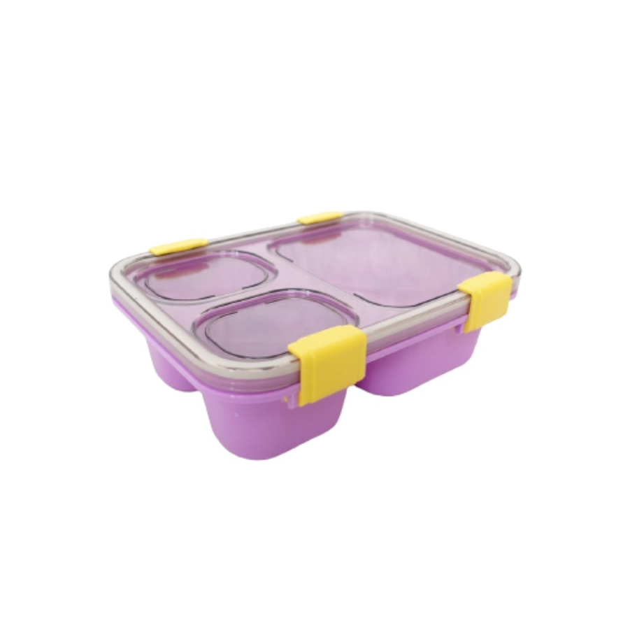 Lunch Box 3 sekat Kotak Makan 4 sekat 850ml dan 1250ml Lunchbox Tutup Transparant Tahan Panas Free Sendok Plastik Food Grade Murah