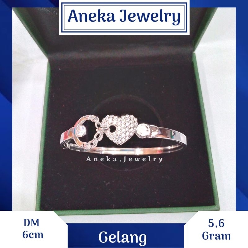 Gelang Pipa Variasi Cor Mata Full, Sepuh Emas Putih, Perak 925