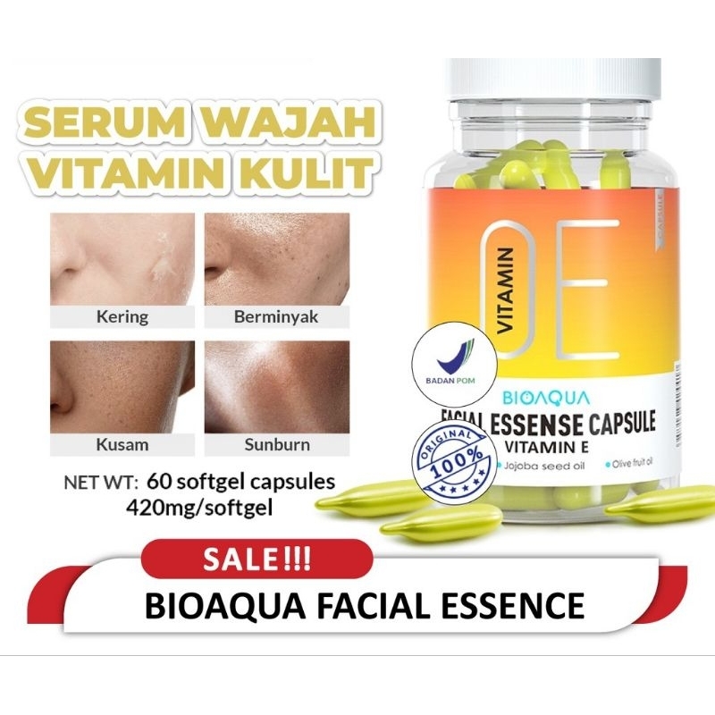 BPOM BIOAQUA Vitamin E Facial Essence Kapsul Serum Vitamin Kulit Wajah