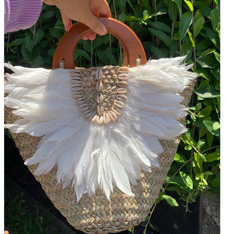 Tas Anyaman Bulu Mini Jinjing / Tas Anyaman Bali / Tas Anyaman