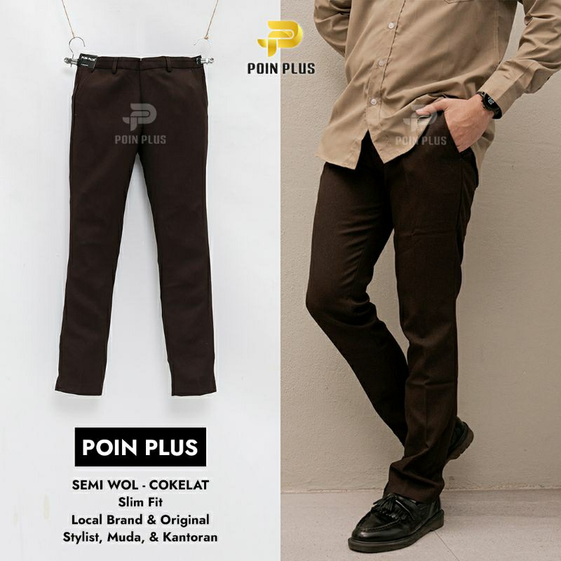 big size celana bahan poinplus 33-38 | celana bahan big size slimfit pria | celana bahan pria | cela