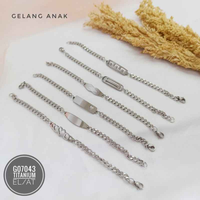 Gelang anak Titanium variasi silver (15 cm ) G07043