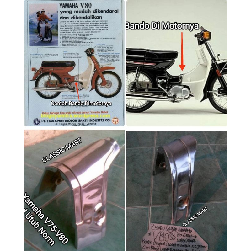 BANDO KLEM PANEL SAYAP YAMAHA V75 V80 SUPERDELUXE EXCELLENT V80 SDX ORI