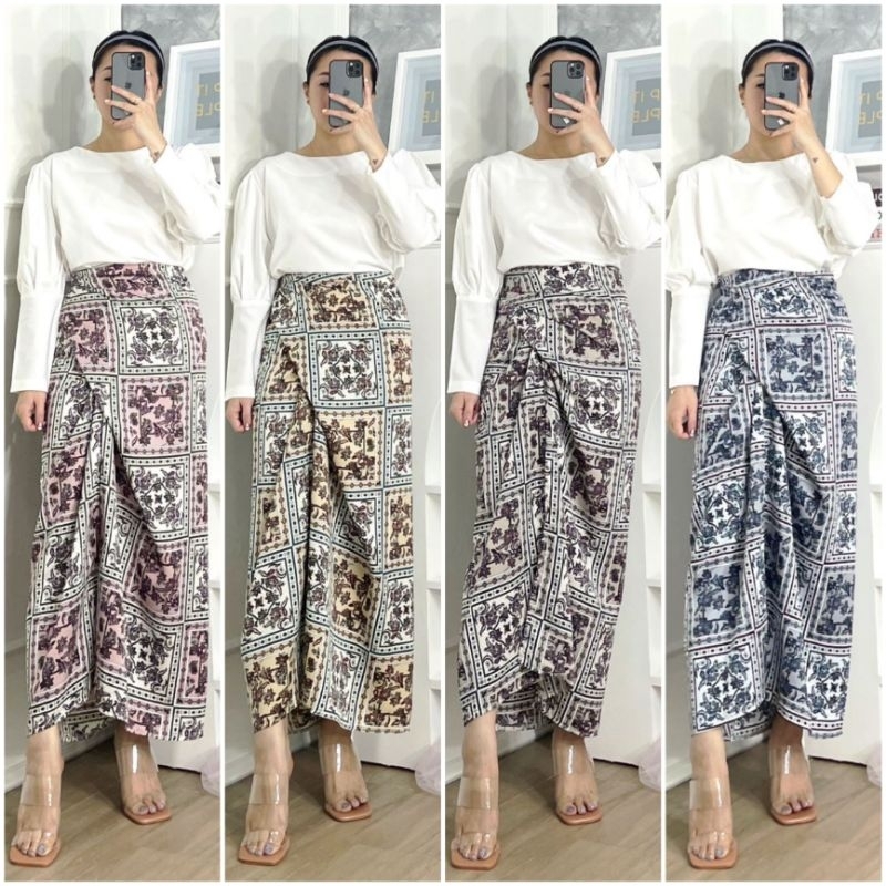 ⚡️CLEARANCE SALE ♡ PREMIUM ♡ ORIGINAL ! SALSABILLA 2 IN 1 ETHNIC BATIK SHABBY SET GAMIS PUFFY BLOUSE WITH WRAP TIED SKIRT / SETELAN ATASAN &amp; ROK LILIT