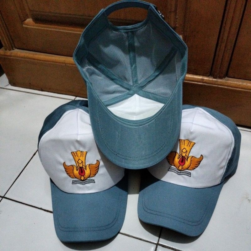topi sekolah SMA/SMK kain Amerikan drill