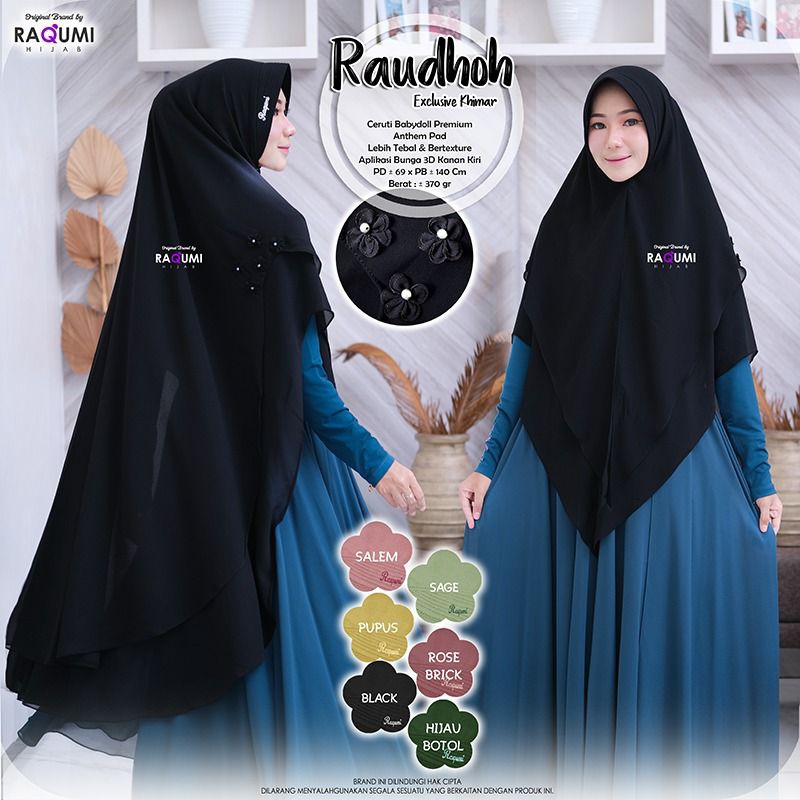 RAUDHOH CADAR KHIMAR ORIGINAL RAQUMI HIJAB | Khimar Jumbo Raqumi | Khimar Salem Raqumi | Jilbab Ungu