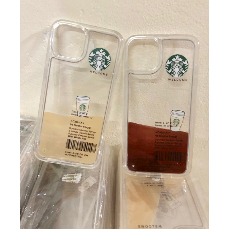 Casing STARBUCKS Iphone 14 pro max 11 12 13 Pro Max Kopi motif coffee starbuck liquid cair IP14Pro PREMIUM Silikon Cover Case Ip13 Transparan